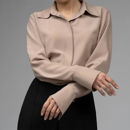 شومیز زنانه کرپ یقه پایه دار کریستینا (Cristina) سین استایل