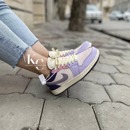 کتانی نایک ایرجردن 1 لو بنفش پاستیلی Nike air jordan 1 low pastel pruple