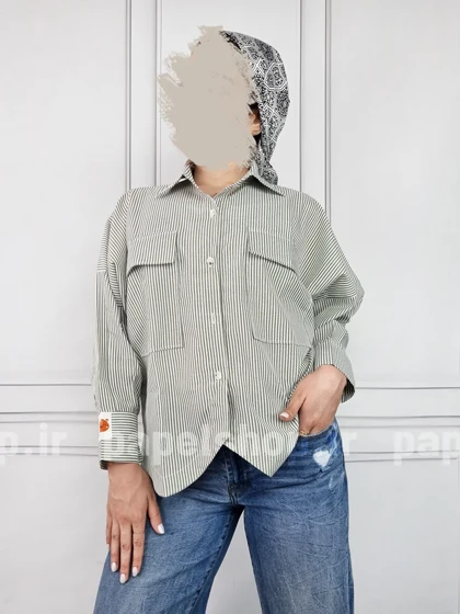 شومیز مانتویی راه راه دوجیب