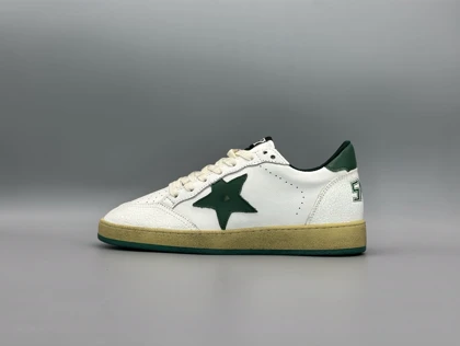 کتانی گلدن گوس بال استار چرم سفید سبز سبز/Golden Goose Ball star