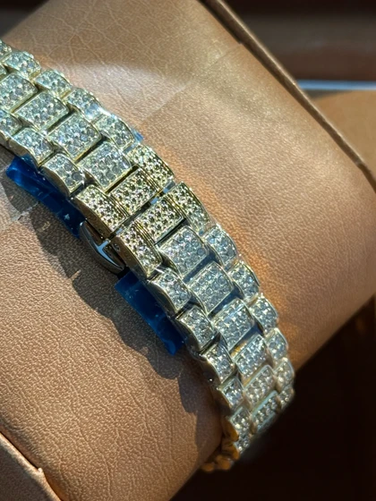 ساعت فول نگین زنانه طرح رولکس طلایی