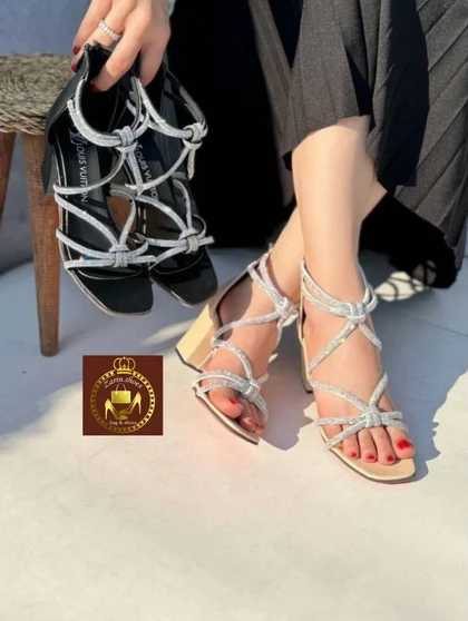 کفش صندل نگینی مجلسی زنانه مدل گره