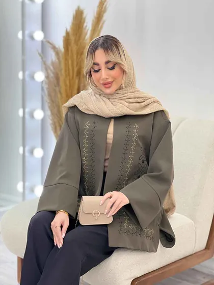 مانتو گلدوزی جلو باز