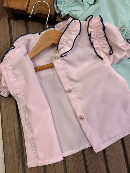 شومیز شلوارک یقه چین‌دار