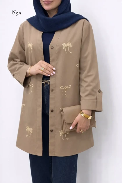 مانتو لینن گلدوزی ویولت