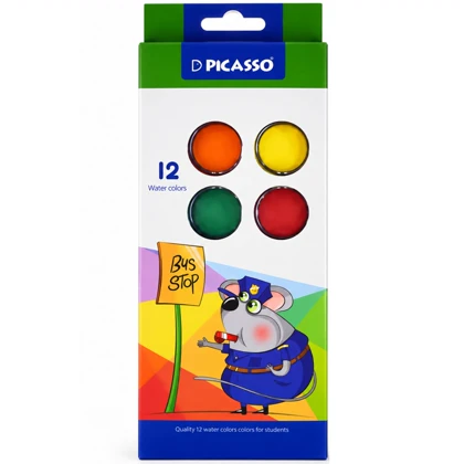 آبرنگ 12 رنگ پیکاسو Picasso مدل WT-1012 با قلمو