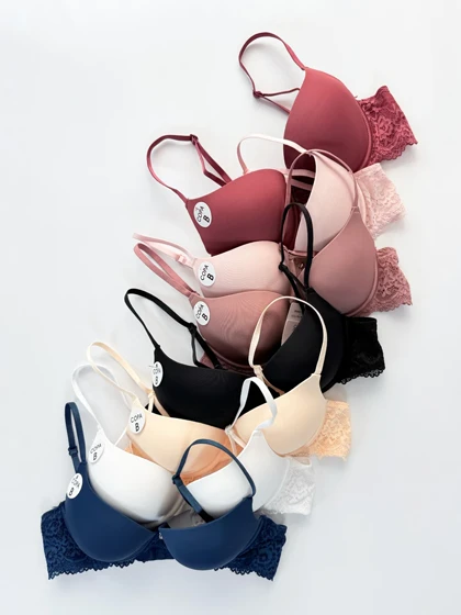 سوتین تک اسفنجی فنر دار کنار گیپور وسط نگین