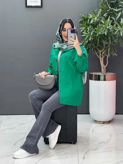 مانتو شومیزی جلودکمه جیب نما