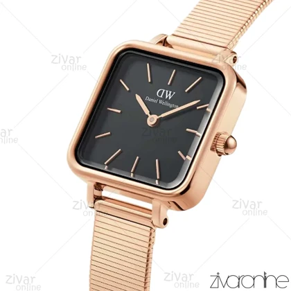 ساعت دنیل ولینگتون زنانه مربعی رزگلد صفحه مشکی 104108