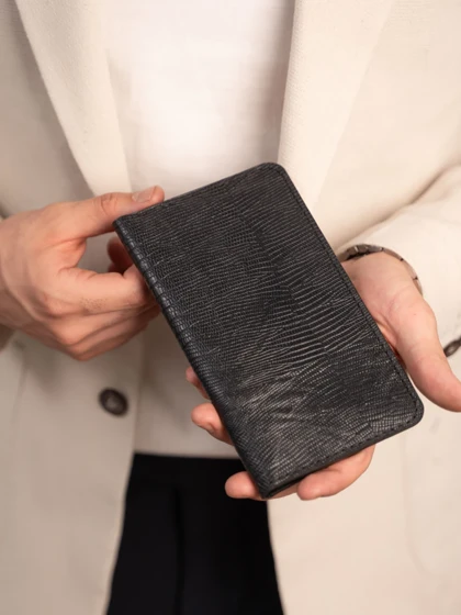 کیف پول چرم طبیعی مشکی کارلوتی کدb166