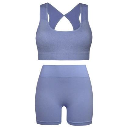 ست نیم‌تنه و شلوارک ورزشی سیملس پشت چین‌دار پددار کد 105172