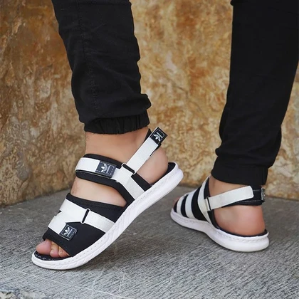 صندل مردانه سفید مشکی مدل Havin کد 2977