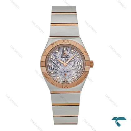 امگا زنانه کانسلیشن دورنگ رزگلد صفحه طرحدار یاسی Omega-7640-L