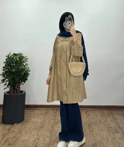 مانتو بلند دکمه دار پروانه 1