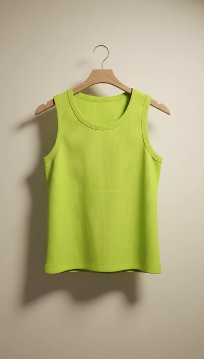 تنگ تاپ رنگ سبز فسفری فری سایز گرماژ بالا کیفیت عالی مناسب سایز L و XL
