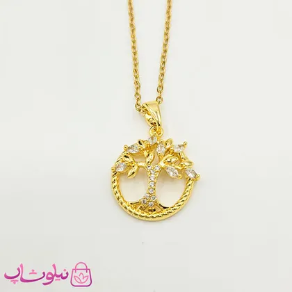 گردنبند دخترانه مدل درخت زندگی طلایی