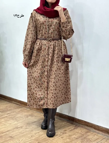 پیراهن مانتویی پاییزه طرحدار آیسو سانیا 1