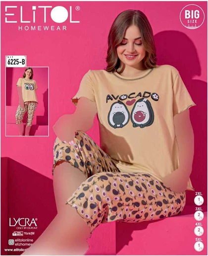 تیشرت شلوارک سایز بزرگ زنانه کد 6225-B