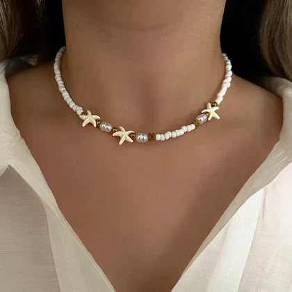 گردنبند زنانه تابستانی ستاره دریایی کد 521