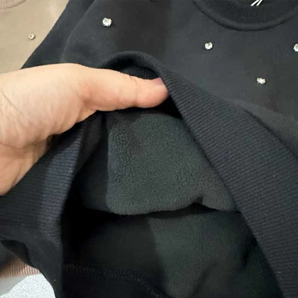 بلوز دخترانه لاینر دار نگین کوب شده خارجی