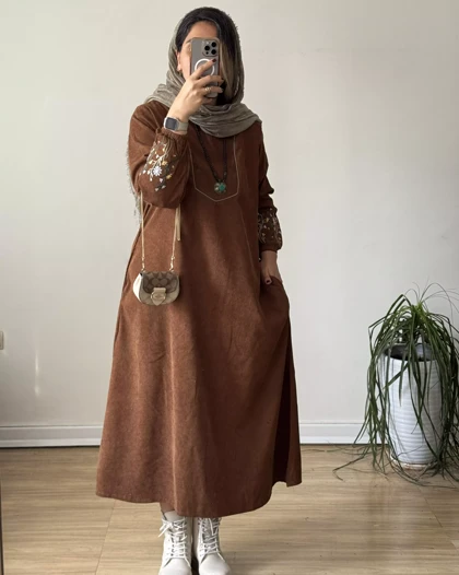 پیراهن مانتویی گندم