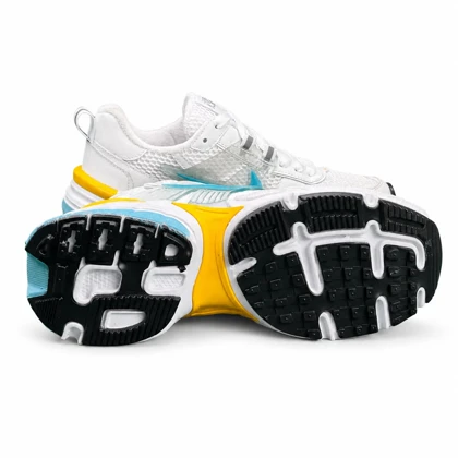 کفش کتانی زنانه نایکی v2k سفید آبی زرد Nike V2k