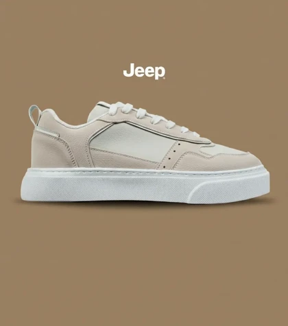 کفش کتانی کژوال مردانه کرم JeeP مدل 9098