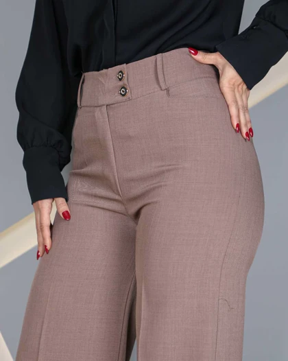 خرید شلوار پارچه ای بگ زنانه رنگ موکا Mocha Baggy Pants کد 8035
