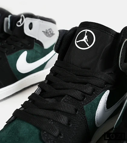 کفش کتانی ساق‌دار طوسی سبز مشکی مردانه Nike air jordan 1
