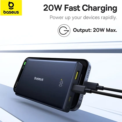 پاور بانک 10000 باسئوس مدل P10076801123-00 توان 20 وات Type-C و USB-A
