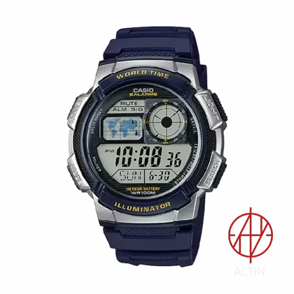 ساعت مچی دیجیتال مردانه کاسیو مدل AE-1000W-2AVDF اورجینال با تم رنگی سرمه‌ای و باتری 10 ساله