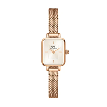 ساعت دنیل ولینگتون زنانه مستطیلی بند حصیری رز صفحه نباتی DW-4925-L