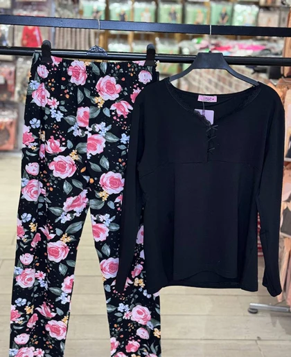 بلوز و شلوار سایز بزرگ نخ پنبه سکسن کد 40786