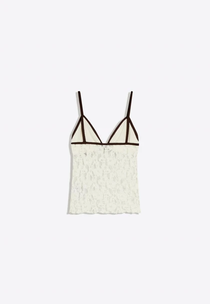 تاپ توری برشکا Bershka مدل Tank top with lace and bow