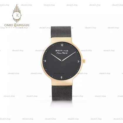 ساعت مچی برینگ بند حصیری مشکی صفحه مشکی Bering