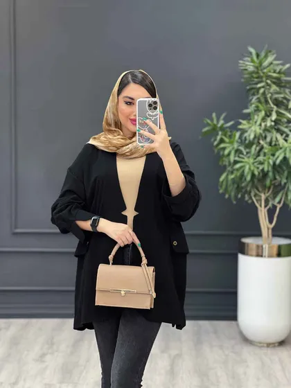 مانتو لینن سر آستین چاک دو جیب