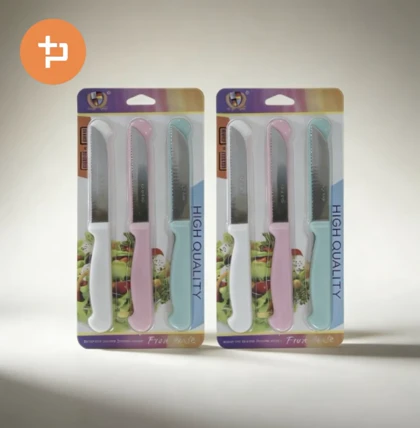 کارد اره ای 6 عددی دسته رنگی