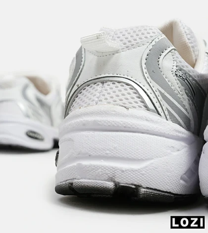 کفش کتانی مردانه و زنانه سفید طوسی نقره ای NEW BALANCE 530