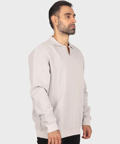 تیشرت آستین بلند مردانه یقه شکاری 0584