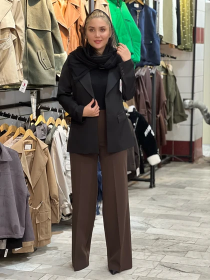 شلوار پارچه‌ای زنانه کرپ درجه یک نیم بگ ایستایی عالی