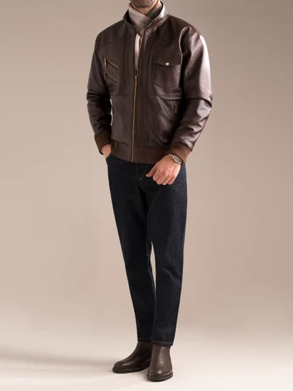 کاپشن چرم طبیعی کارلوتی کد j200