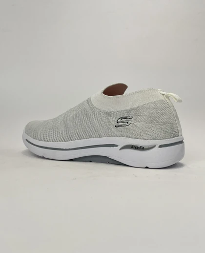 کفش راحتی اسکچرز جورابی بدون بند طوسی روشن