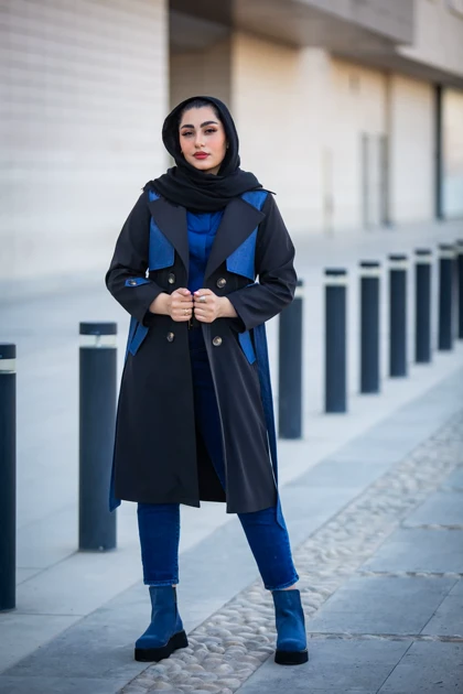 بارانی ژیله دار ترکیبی با جین