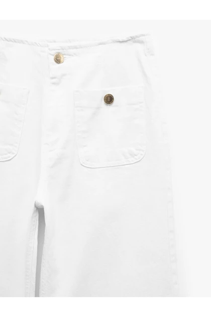 شلوار جیب کوتاه جیب کوتاه قالب کمر بلند - شلوار جین Culotte 5SAL40057MD