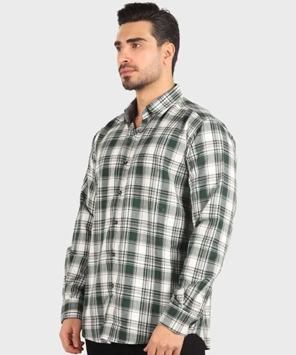 پیراهن مردانه پشمی چهارخانه سبز 0183