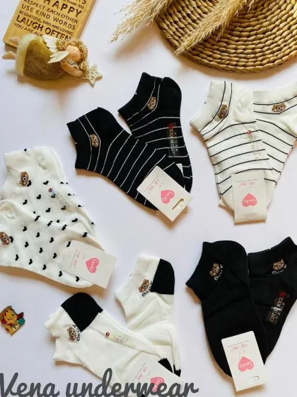 جوراب مچی طرح تدی (سیاه سفید)