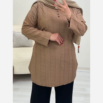 تونیک زنانه مراکشی سرشانه نگین‌دار