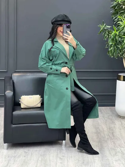 بارانی بلند بالا جیب سگک
