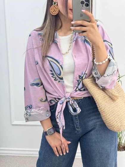 شومیز لینن گره‌ای ایتالیایی