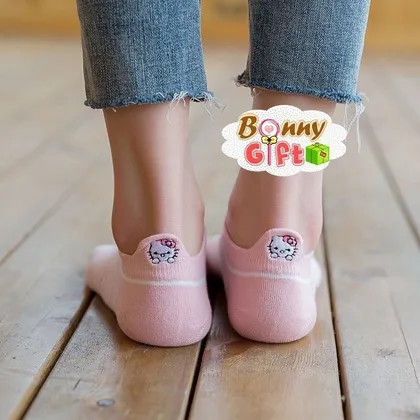 جوراب مچی نخی پشت استیکر طرح کیتی KITTY